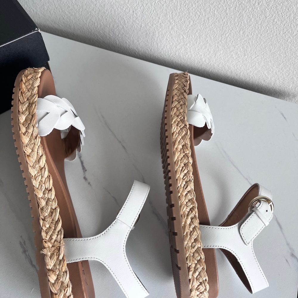 Naturalizer Neila White Leather Braided Espadrille Sandal Buckle Size 8 Wide - Picture 14 of 16